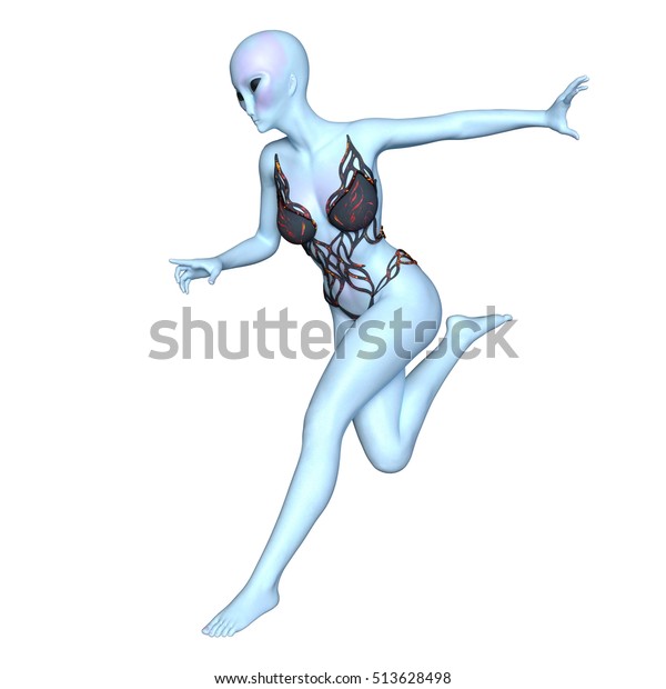 3d Cg Rendering Female Alien Stock Illustration 513628498 