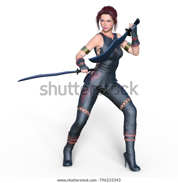 3d Cg Rendering Female Fencer Stock Illustration 796233343