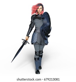 3D CG Rendering Of A Female Knight