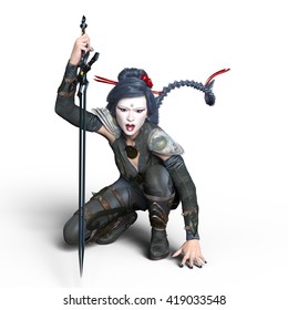 3D CG Rendering Of A Female Ninja