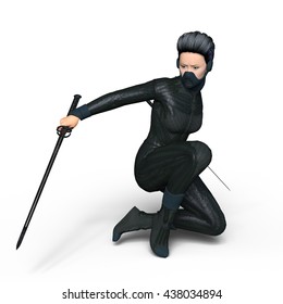 3D CG Rendering Of A Female Ninja