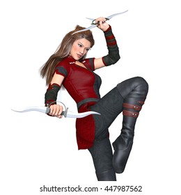 3D CG Rendering Of A Female Ninja