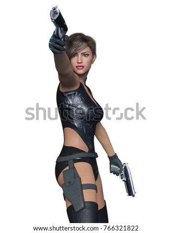 3D CG rendering of a female warrior