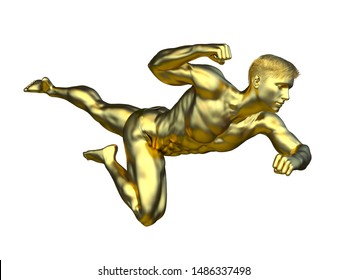 3D CG rendering of gold man statue