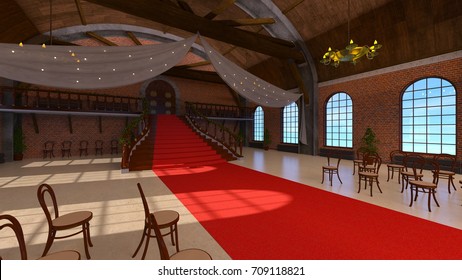 3D CG rendering of the grand hall
