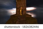 3D CG rendering of Lighthouse landscape