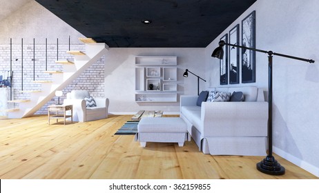 3D CG Rendering Of Living Room