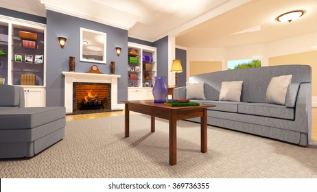 3D CG Rendering Of Living Room