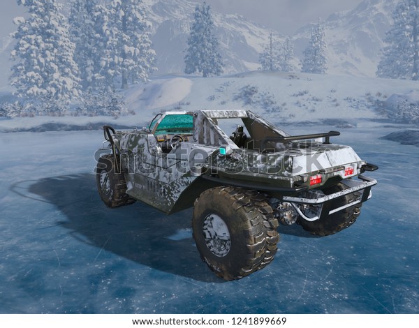 3D CG rendering of monster\
truck