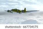 3D CG rendering of the propeller fighter