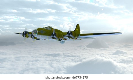 3D CG rendering of the propeller fighter