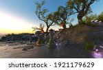 3D CG rendering of Riverside scenery