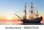 3D CG rendering of a sailing boat