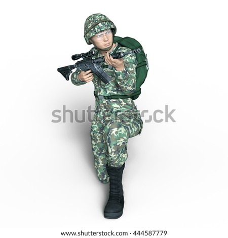 3D CG rendering of a soldier