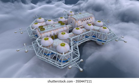 3D CG rendering of space station