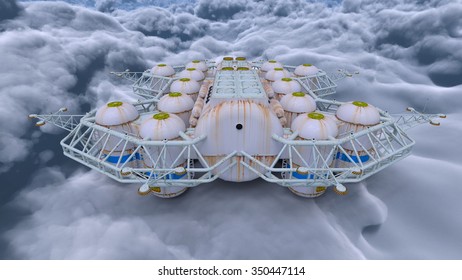 3D CG rendering of space station
