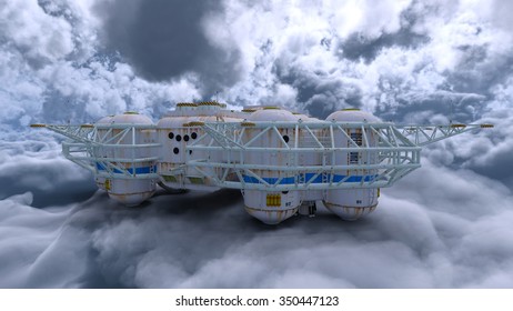 3D CG rendering of space station