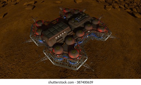3D CG rendering of a space station