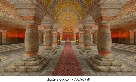 3D CG rendering of the underground temple
