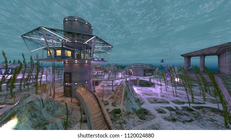 3D CG Rendering Of The Underwater City