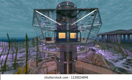 3D CG Rendering Of The Underwater City