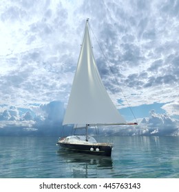 3D CG rendering of a yacht