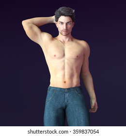 3D CG rendering of a young man