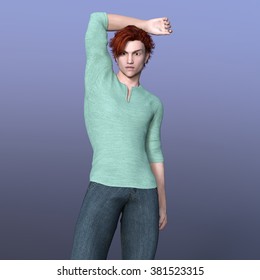 3D CG rendering of a young man