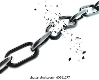 3D chain breaking - isolated over a white background