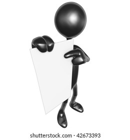 3D Character With Blank Paper