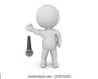 3D Character dropping the mic. 3D Rendering Isolated on white.