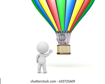 3D Character flying away in a hot air balloon and waving goodbye. Image can depict any departure scenario
 - Powered by Shutterstock