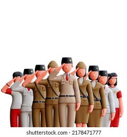 3d character independence day of indonesia saluting people - Powered by Shutterstock