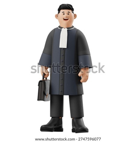 3D Character Prosecutor Holding Briefcase
