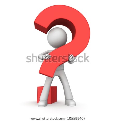 3d character with a red question mark