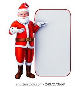 3D character of santa claus presenting to the smartphone , Merry Christmas and Happy New Year, 3d illustration and rendering - Powered by Shutterstock