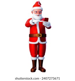 3D character of santa claus scrolling smartphone , Merry Christmas and Happy New Year, 3d illustration and rendering - Powered by Shutterstock