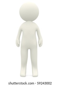 3D Character Standing - Isolated Over A White Background