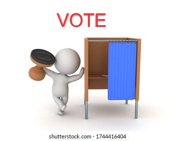 3D Character and voting concept image. 3D Rendering isolated on white.