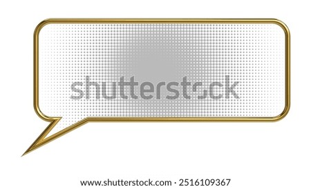 3D chat bubble with golden edge rendering for online live chat design element