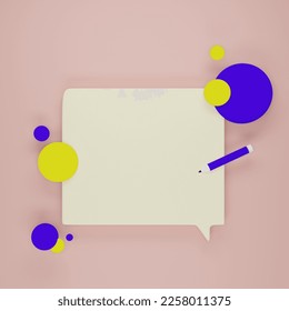 3d chat bubbles minimal concept of social media quote 3d Render