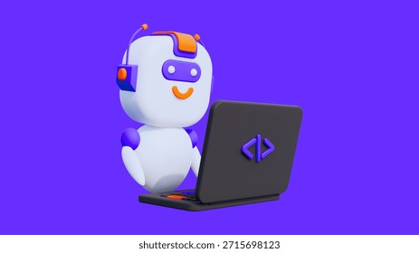 3D Chatbot Helper Artificial Intelligence Support Background