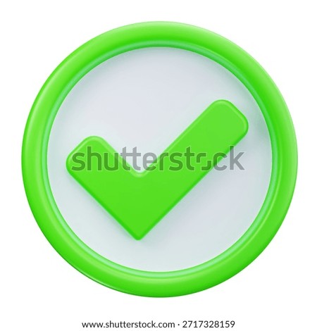 3D Check Mark Approval Confirmation Interface Icon