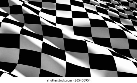 3D. Checkered Flag, Sports Race, Motorized Sport.