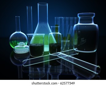 3d  chemical flasks