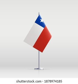 3D Chile flag state symbol isolated on background national banner. Greeting card National Independence Day of the Republic of Chile. Illustration banner with realistic state flag.