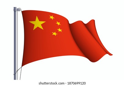 3d China Flag State Symbol Isolated On Background National Banner. Greeting Card National Independence Day Of The Peoples Republic Of China. Illustration Banner With Realistic State Flag Of PRC.