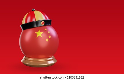 3d Chinese Newyear China Flag Rendering Left View