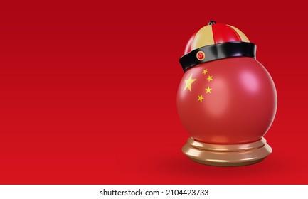 3d Chinese Newyear China Flag Rendering Right View