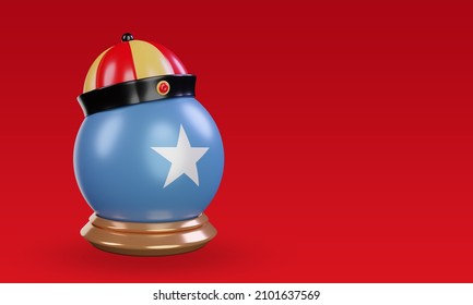 3d Chinese Newyear Somalia Flag Rendering Left View